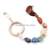 Ciondoli 7 Chakra Yoga Tumbled Natural Stone Car Wall Hanging Ciondolo Nappa Pietra preziosa Guarigione fatta a mano Finestra di casa Hang Ornament Dec Dhgwq