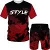 Survêtements Nouvel été T-shirt Shorts Athlétisme Super Large Vêtements Rétro Mode Impression 3D Camo Sportswear Set Hommes P230605