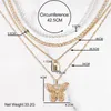 Chains Trendy Multi-layered Golden Butterfly Metal Chain Necklace For Women Chunky Lock Pendant Imitation Pearl Party Jewelry