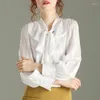 Blusas de mujer 2023 primavera blanco encaje volantes camisas mujer arco linterna manga de talla grande suelta elegante temperamento ropa de mujer