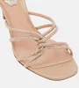 Designers Women Jewel Sandal Renes utsmyckade Satin Suede Leather Mules Sandal Slide Helel äkta lädersliv Sole Summer Crystals Pumps Slip On Size35-43