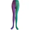 Calze da donna Collant con piedini patchwork Calze elastiche Collant Elastico Gambe magre in seta bicolore Sexy