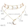 Pendanthalsband Crystal Star Moon Necklace Gold Choker Mtilayer Summer Fashion Jewelry for Women Drop Delivery Pendants DHGP1