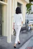 Women's Two Piece Pants Fashion Pantsuits Women Pant Suits White Blazer And Jacket Sets Office Ladies Business Work Wear Uniform OL Styles