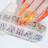 Nagelkonstdekorationer 12Gird Box Multi Size Abcolorful Fix Rhinestones Flatback Crystal Diamond Gems 3D Glitter Luxurious 230606