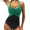 Women's Swimwear Patchwork Sexy One Piece Large Swimsuits Closed Plus Size Swimwear Female Body Bathing Suit For Pool Beach Women's Swimming Suit T230606