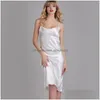 Women'S Sleepwear Sexy Imitation Silk Nightshirts Satin Spaghetti Strap Chemises Nightgown Dress Slim Pajamas For Women Clothes Drop Dhoop