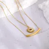 Colares de pingentes de colar cúbico de zircônia para mulheres leves de luxo aço inoxidável feminino banquete Chain de clavículas 18k banhado de ouro real