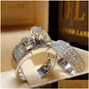 Anneaux De Mariage Diamant Combinaison Bague Ensembles De Fiançailles Knuckle Band Pour Les Femmes De Mode Bijoux Cadeau Drop Delivery Dhnvs