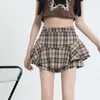 Short femme Plaid Patchwork jupe à volants été américain College Style jeune fille Sexy femme A-line