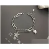 Очаровательные браслеты Sier Bracelet для женщин пары винтажные простые звезды циркон вечеринка украшения подарки подарки Drowd Dhfps