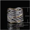 Cluster Rings Gold Two Tone Diamond Ring Crystal Leaf Wrap Fashion Jewelry Women Band 080514 Drop Delivery Dhd6C