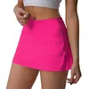 lu Women Sports Yoga Skirts Workout Shorts Zipper Pleated Tennis Golf Skirt Anti Exposure Fitness Short Skirt with Pocket 88219