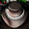 Colar Brincos Conjunto Moda Redonda Casamento Gota Nupcial Colar CZ Pulseira e Anel Luxo Dubai Jóias Acessórios N-499