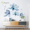 Romantik Mavi Çiçekler Duvar Sticker Oturma Odası Yatak Odası Dekor Ev Arka Plan Dekoru Dekor Kendinden Yapışkan Stickers Oda Dekorasyon