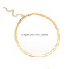 Kettingen Flat Snake Bone Chain Kettingen Roestvrij Staal Gouden Kraag Korte Sleutelbeen Mes Ketting Mannen En Vrouwen Voor Feestgeschenken Drop Dhhvs