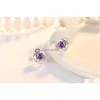 Stud Flower Rotating Love Earrings Purple Crystal For Women Fashion Peony Rose Ear Lady Accessories Drop Delivery Jewelry Dhmem