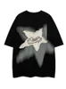T-shirt femme QWEEK Y2K Vintage Black Star T-Shirt Femme Streetwear 90s Grunge White Tees Oversized Harajuku Retro Hip Hop Crewneck T Shirt 230606
