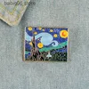 Pins broszki biżuteria van gogh obraz olejny gwiaździsty niebo księżycowe kreskówkowe wersja broszka broch pin prezent wszechstronny odzież T230605