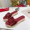 Дизайнер v логотип женские тапочки соломенные слайды Summer Fashion Beach Slipper Sandal Top Caffence Supply Slapeper Size 35-42