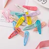 Autres 10-40 pièces nouvelles femmes filles mignon coloré goutte d'eau forme épingle à cheveux doux Snap pinces à cheveux Barrettes solide mode cheveux accessoires