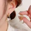 Hoopörhängen 2023 Trendy Pearl Heart for Women Luxury Quality 14k Gold Plated Zircon Designer Hanging Earring Original smycken