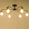 Chandeliers Modern Wood LED Ceiling Chandelier Black White Living Room Bedroom Children's Lustres Lamp Lustre Home Lighting