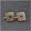 Cuff Links Square Diamond Cufflinks Gold Formal Shirts Business Suits Button Men Fashion Jewelry Drop Delivery Tie Clasps Dhxsi