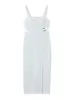 Abiti casual 2023 Summer Slim and Thin Temperament Hollow White Split Sling Dress All-Fiammifero Gonna lunga