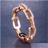 Кольца кольца обручальное кольцо Creative Lock Chain Hollow Ladies Циркон сетки с розовым золотом роскошные украшения для женщин Drop Deliver