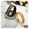 Bandringe Edelstahl Diamant Ring Kristall Verlobung Hochzeit Einfache Reihe Gold Frauen Modeschmuck Will und Sandy Drop Lieferung Dhqls