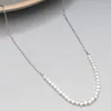 Chaînes en argent sterling 925 massif perles carrées de 3 mm avec collier à maillons ronds 17,7 "L