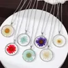 Pendant Necklaces Colorful Eternal Daisy Flower Plant Necklace For Women Boho Round Artificial Dried Choker Clavicle Wedding Party Jewelry