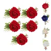 Fleurs décoratives mariage boutonnière Corsage Rose Pin fixe pour le marié