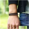 Charm Armbanden Borduren Lederen Armband Knop Verstelbare Bangle Manchet Polsband Voor Mannen Vrouwen Mode-sieraden Drop Levering Dhrwn