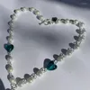 Chaînes papillon cyan perlé à la main perle blanc chapelet collier jardin pour une fête à la mode