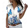 Bluzki damskie koszule damskie letnia moda sprzedaż harajuku krótki rękaw Top 3D kwiatowy nadruk polo swobodne sukienkę kardiganową rozmiar