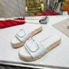 Дизайнер v логотип женские тапочки соломенные слайды Summer Fashion Beach Slipper Sandal Top Caffence Supply Slapeper Size 35-42