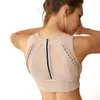 Yoga outfit träningsbh -topp för fitnesskvinnor skjuter upp sport tillbaka dragkedja nylon mesh splice underkläder kvinnlig jogging femme gym