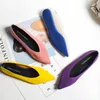 New 2023 womens flat shoes fashion leisure comfortable walking large size pointed shallow elastic knitting face versatile
