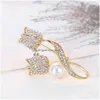 Pins Broschen Kristall Gold Spitze Brosche Pin Business Anzug Tops Cor Perle Strass Blume Für Frauen Männer Modeschmuck Drop Lieferung dhcwz