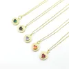 Pendant Necklaces 18inch 10pcs/lot Chromatic Heart Shape Cz Plated Gold Chain Necklace DIY Design Jewelry Wholesale