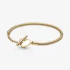 Pulseras de oro de lujo para Pandora Heart T-Bar Pulsera de cadena de serpiente Conjunto de joyería de boda de diseñador para mujeres Niñas Pulsera de amor de oro con caja original