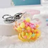 Creative Flower Shape Glitter Keychain Fashion Moving Liquid Quicksand Keyring Women Bag Hanging Pendant Key Holder Jewelry Gift