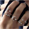 Cluster Rings Crystal Star Moon Ring Knuckle Stacking Midi Summer Women Fashion Jewelry Will And Andy Gift Drop Delivery Dh74I