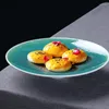 Plates Creative Ceramic Dinner Dish Steak Plate Household Green Glaze Tableware Dessert Trays El Restaurant Pasta Decoration