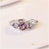 Cluster Rings Colorf Heart Diamond Ring Women Engagement Wedding Fashion Jewelry Gift Will And Sandy Drop Delivery Dhl2K