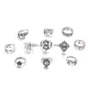 Cluster Ringen Antieke Sier Knuckle Ring Set Olifant Bloem Kroon Stapelen Vrouwen Midi Mode-sieraden Will And Sandy Gift Drop Delive Dhva0