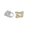 Trouwringen Drop Ship 5A Zirconia Dubbele Twee Hartvormige Vinger Ring Voor Vrouwen Open Aangepast Mode-sieraden