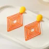 Dangle Earrings Exaggerated Vintage Orange Spray Paint Hollow Out Rhombus Drop 2023 Fashion Summer Beach Women's Jewelry Gift